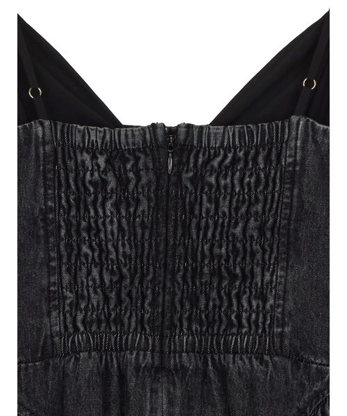 セール】DENIM BUSTIER DOCKING FLARE DRESS（ワンピース