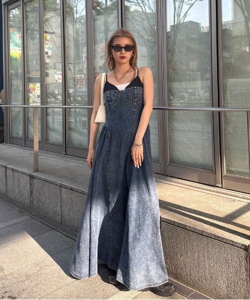 GRUNGE DENIM PEPLUM BUSTIER AMERI アメリ GRUNGE DENIM PEPLUM BUSTIER（キャミソール）｜Ameri（アメリ