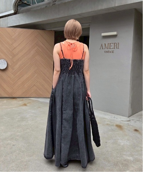 DENIM BUSTIER DOCKING FLARE DRESS（ワンピース）｜Ameri