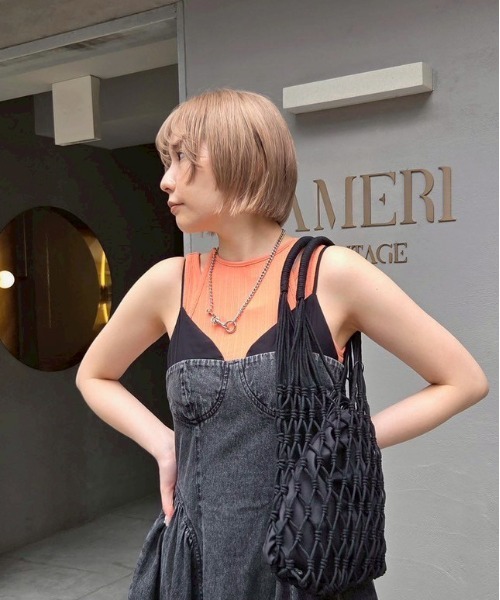 DENIM BUSTIER DOCKING FLARE DRESS（ワンピース）｜Ameri