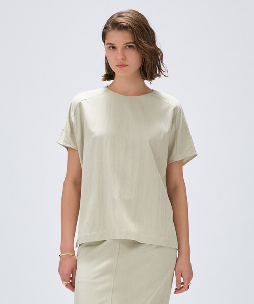 cloenc（クロエンス）の「【セットアップ／マシンウォッシュ】レーヨンツイルブラウス（シャツ/ブラウス・レディース・チャコールグレー/ナチュラル/ブラック/ライトグリーン・02）」の3枚目の写真