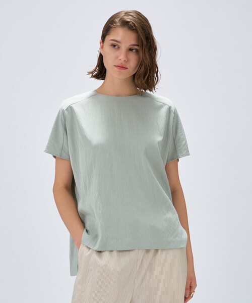 cloenc（クロエンス）の「【セットアップ／マシンウォッシュ】レーヨンツイルブラウス（シャツ/ブラウス・レディース・チャコールグレー/ナチュラル/ブラック/ライトグリーン・02）」の4枚目の写真