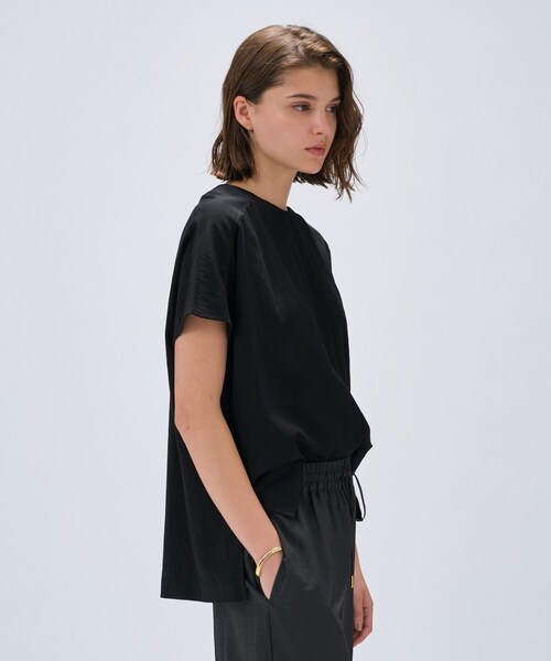 cloenc（クロエンス）の「【セットアップ／マシンウォッシュ】レーヨンツイルブラウス（シャツ/ブラウス・レディース・チャコールグレー/ナチュラル/ブラック/ライトグリーン・02）」の7枚目の写真