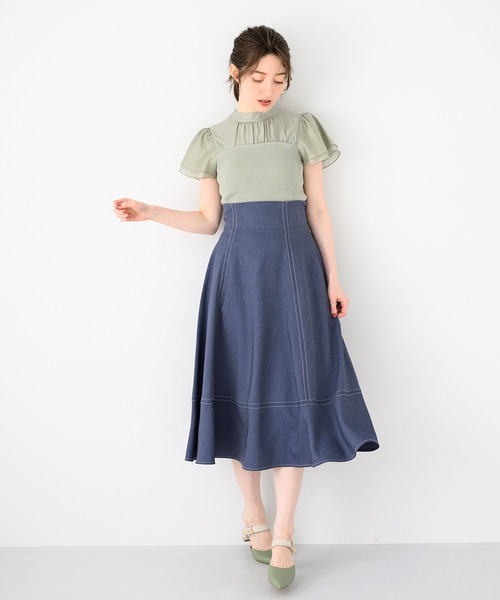 MISCH MASCH(ミッシュマッシュ)の「フレア袖ビスチェニット(ニット/セーター・レディース・ブラック/ブルー/ホワイト/グリーン・フリ-)」の5枚目の写真