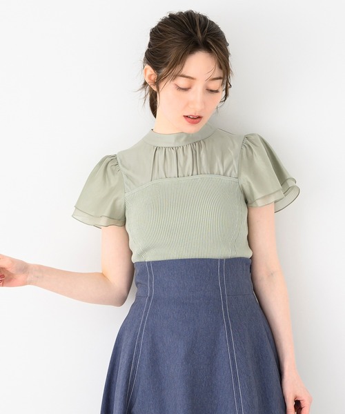 MISCH MASCH(ミッシュマッシュ)の「フレア袖ビスチェニット(ニット/セーター・レディース・ブラック/ブルー/ホワイト/グリーン・フリ-)」の6枚目の写真