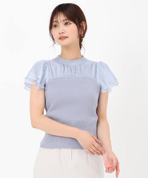 MISCH MASCH(ミッシュマッシュ)の「フレア袖ビスチェニット(ニット/セーター・レディース・ブラック/ブルー/ホワイト/グリーン・フリ-)」の8枚目の写真