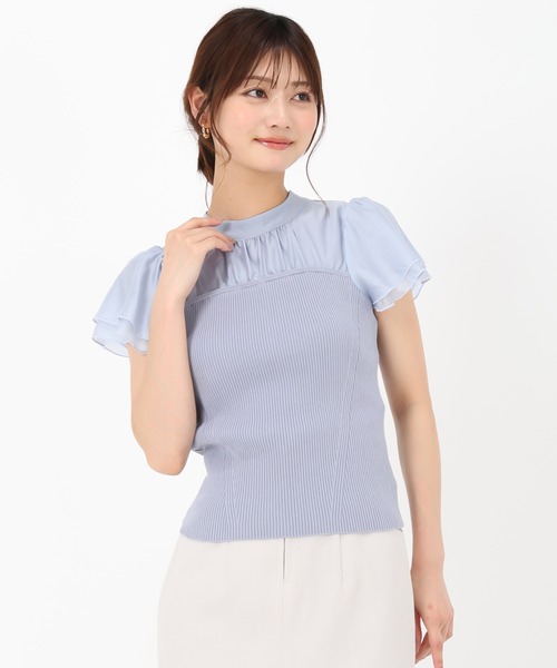 MISCH MASCH(ミッシュマッシュ)の「フレア袖ビスチェニット(ニット/セーター・レディース・ブラック/ブルー/ホワイト/グリーン・フリ-)」の9枚目の写真