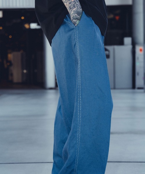 Subciety(サブサエティ)の「Hand stitch slacks(スラックス・メンズ・オリーブ/ブルー/ブラック・SMALL/MEDIUM/LARGE/X-LARGE)」の13枚目の写真