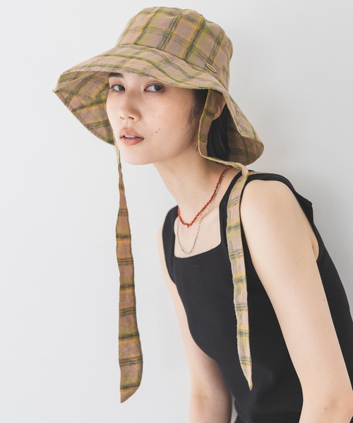 JEANASIS（ジーナシス）の「リボンツキツバヒロ HAT/459389（ハット・レディース・カーキ系/ブラック/ベージュ系その他・FREE）」の2枚目の写真