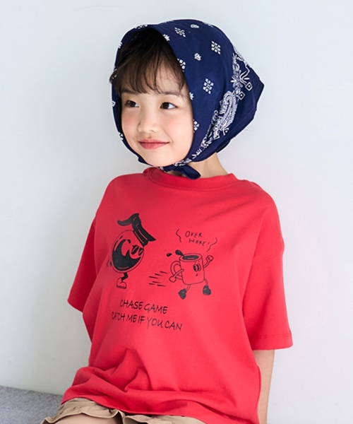 and D. petit main(アンドディープティマイン)の「【綿100%】【365D.】OFUZAKEグラフィックワイド半袖Tシャツ(Tシャツ/カットソー・キッズ・ピンク/ブラック/ブルー/レッド/パープル/ホワイト/グリーン/イエロー・130cm/90cm/110cm/100cm/120cm/140cm/150cm)」の8枚目の写真