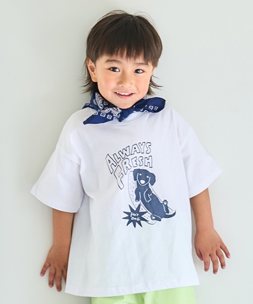 and D. petit main(アンドディープティマイン)の「【綿100%】【365D.】OFUZAKEグラフィックワイド半袖Tシャツ(Tシャツ/カットソー・キッズ・ピンク/ブラック/ブルー/レッド/パープル/ホワイト/グリーン/イエロー・130cm/90cm/110cm/100cm/120cm/140cm/150cm)」の2枚目の写真