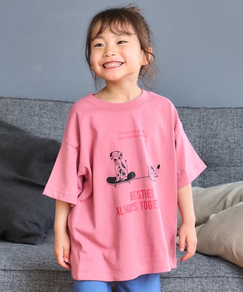 and D. petit main(アンドディープティマイン)の「【綿100%】【365D.】OFUZAKEグラフィックワイド半袖Tシャツ(Tシャツ/カットソー・キッズ・ピンク/ブラック/ブルー/レッド/パープル/ホワイト/グリーン/イエロー・130cm/90cm/110cm/100cm/120cm/140cm/150cm)」の7枚目の写真