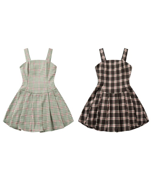HOOK(フック)の「【HOOK】for girls チェック柄ジャンパースカート(ジャンパースカート・レディース・ブラック/グリーン・SMALL/MEDIUM/LARGE)」の3枚目の写真