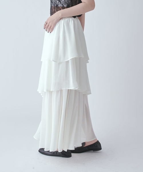 Lui's(ルイス)の「クールメッシュティアードスカート(スカート・レディース・ブラック/ホワイト・FREE)」の6枚目の写真