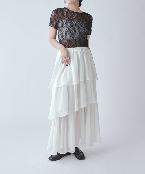 Lui's(ルイス)の「クールメッシュティアードスカート(スカート・レディース・ブラック/ホワイト・FREE)」の10枚目の写真