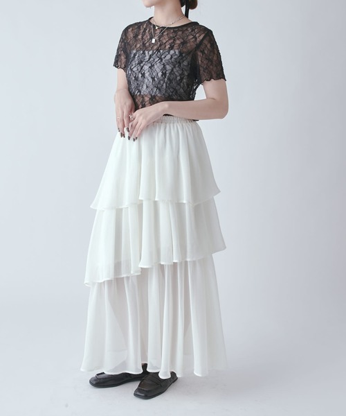 Lui's(ルイス)の「クールメッシュティアードスカート(スカート・レディース・ブラック/ホワイト・FREE)」の11枚目の写真