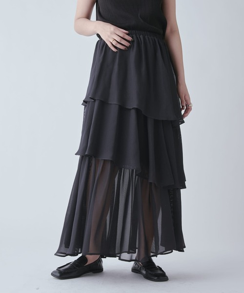 Lui's(ルイス)の「クールメッシュティアードスカート(スカート・レディース・ブラック/ホワイト・FREE)」の15枚目の写真