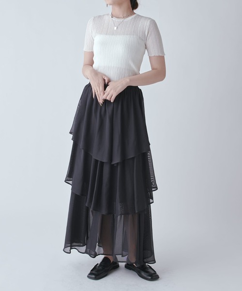 Lui's(ルイス)の「クールメッシュティアードスカート(スカート・レディース・ブラック/ホワイト・FREE)」の14枚目の写真