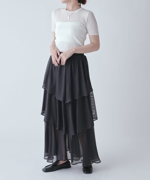 Lui's(ルイス)の「クールメッシュティアードスカート(スカート・レディース・ブラック/ホワイト・FREE)」の17枚目の写真