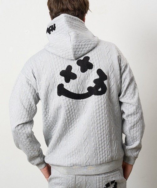 mpa3807- ケーブルジャガードダブルフェイス サガラ刺繍ジップパーカー