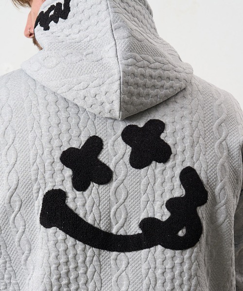 mpa3807- ケーブルジャガードダブルフェイス サガラ刺繍ジップパーカー