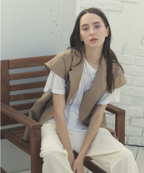 Muel Chic（ミュエルシック）の「Urith tailored vest ウリステーラードベスト（ベスト・レディース・ピンク/ネイビー/ベージュ・FREE）」の6枚目の写真