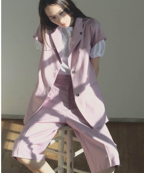 Muel Chic（ミュエルシック）の「Urith tailored vest ウリステーラードベスト（ベスト・レディース・ピンク/ネイビー/ベージュ・FREE）」の21枚目の写真