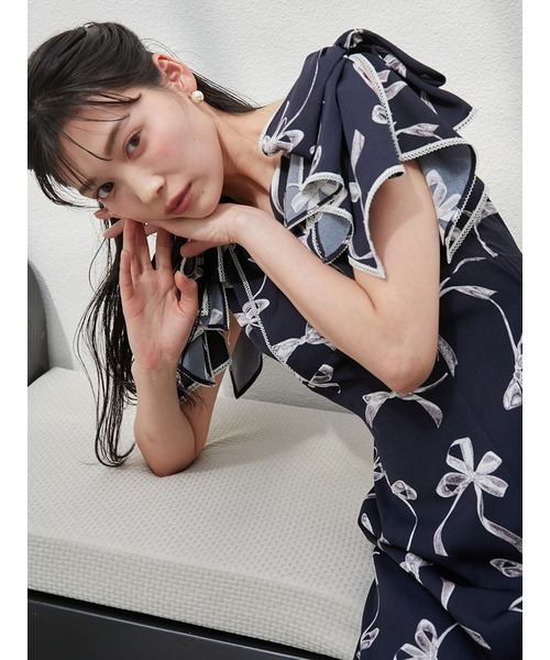 sustainable リボンプリントワンピース　SNIDEL 00サイズあり】Sustainableリボンプリントワンピース