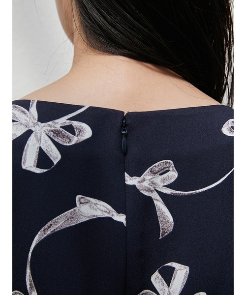 SNIDEL スナイデル Sustainableリボンプリントワンピース 00サイズあり】Sustainableリボンプリントワンピース(マキシ・ロング