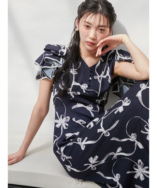 00サイズあり】Sustainableリボンプリントワンピース