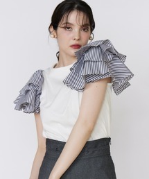 Maglie le cassetto | 32Gスーピマポンチ ボリュームフリルカットソー(Tシャツ/カットソー)