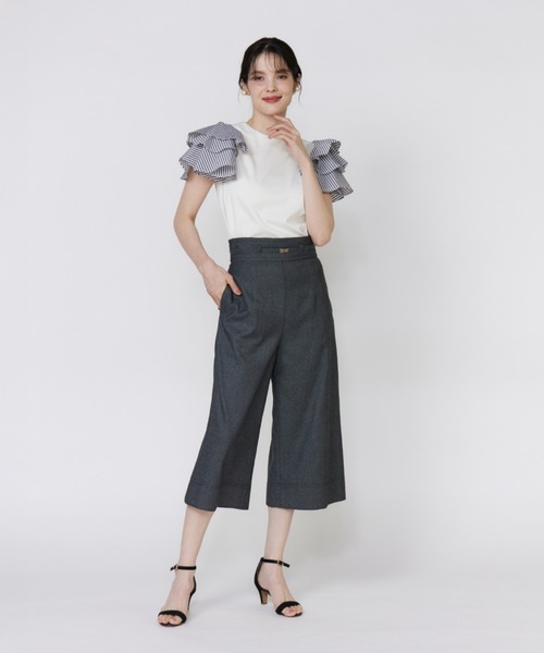 Maglie le cassetto（マーリエ ル カセット）の「32Gスーピマポンチ ボリュームフリルカットソー（Tシャツ/カットソー・レディース・オフホワイト/ブラウン/ネイビー/パープル・9号）」の6枚目の写真