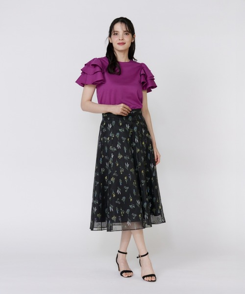 Maglie le cassetto（マーリエ ル カセット）の「32Gスーピマポンチ ボリュームフリルカットソー（Tシャツ/カットソー・レディース・オフホワイト/ブラウン/ネイビー/パープル・9号）」の10枚目の写真