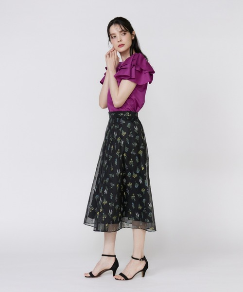 Maglie le cassetto（マーリエ ル カセット）の「32Gスーピマポンチ ボリュームフリルカットソー（Tシャツ/カットソー・レディース・オフホワイト/ブラウン/ネイビー/パープル・9号）」の11枚目の写真