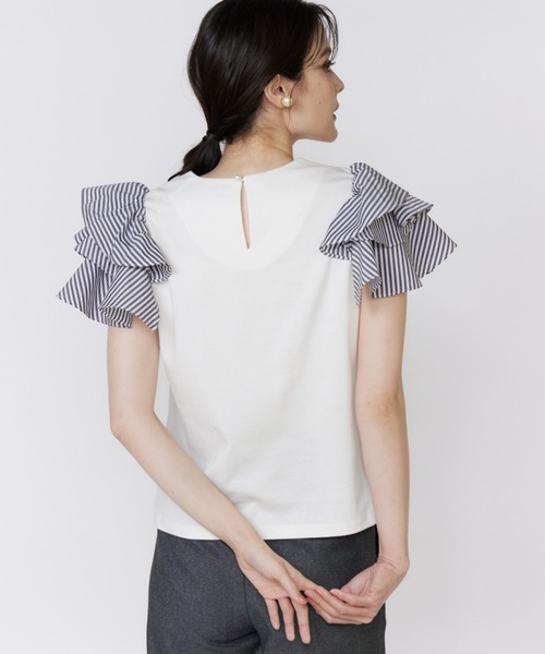 Maglie le cassetto（マーリエ ル カセット）の「32Gスーピマポンチ ボリュームフリルカットソー（Tシャツ/カットソー・レディース・オフホワイト/ブラウン/ネイビー/パープル・9号）」の20枚目の写真