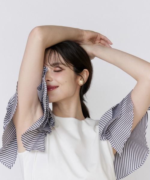 Maglie le cassetto（マーリエ ル カセット）の「32Gスーピマポンチ ボリュームフリルカットソー（Tシャツ/カットソー・レディース・オフホワイト/ブラウン/ネイビー/パープル・9号）」の22枚目の写真