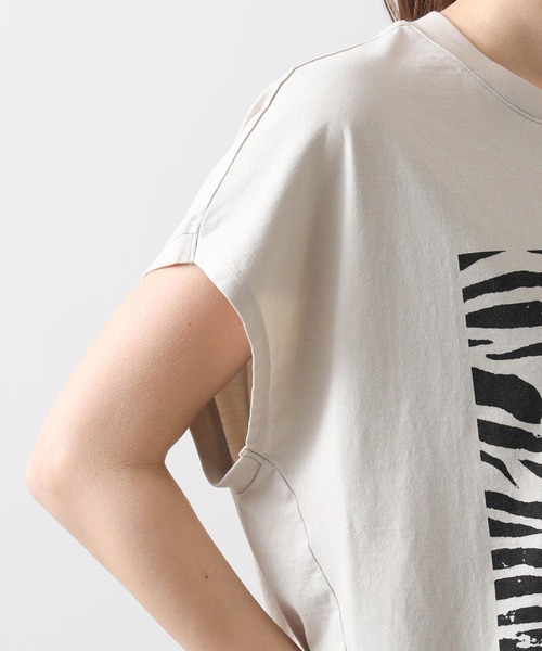 Gready Brilliant(グレディブリリアン)の「ゼブラプリントコクーンフレンチカットソー(Tシャツ/カットソー・レディース・グレイッシュベージュ/カーキ・FREE)」の12枚目の写真