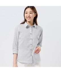 【Pitta Re:)】ふわっとガーゼシャツ 七分袖 綿100% レディースカジュアルシャツ