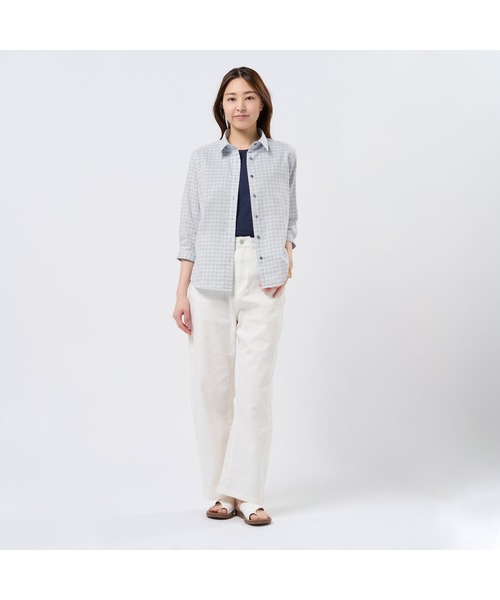 TOKYO SHIRTS（トウキョウシャツ）の「【Pitta Re:)】ふわっとガーゼシャツ 七分袖 綿100% レディースカジュアルシャツ（シャツ/ブラウス・レディース・グレー・S/M/L/LL）」の6枚目の写真