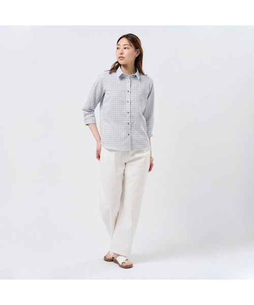 TOKYO SHIRTS（トウキョウシャツ）の「【Pitta Re:)】ふわっとガーゼシャツ 七分袖 綿100% レディースカジュアルシャツ（シャツ/ブラウス・レディース・グレー・S/M/L/LL）」の7枚目の写真