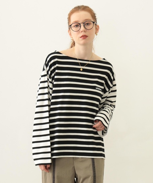 MILKFED.(ミルクフェド)の「STRIPED L/S TOP(Tシャツ/カットソー・レディース・マルチ/ブラック/グリーン・ONE SIZE)」の1枚目の写真