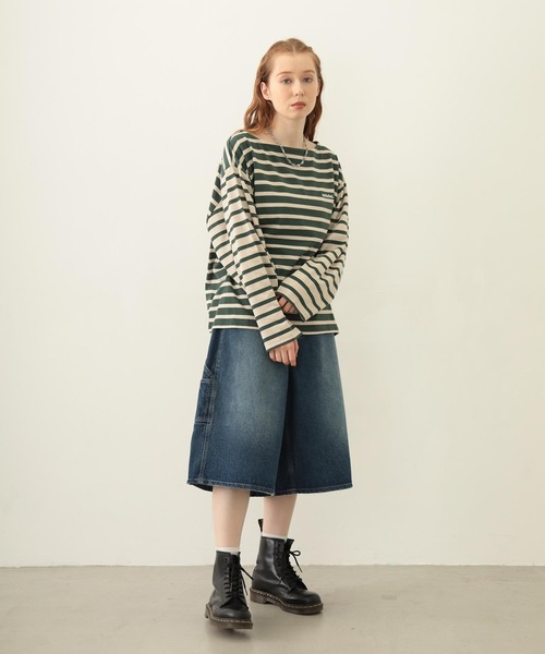 MILKFED.(ミルクフェド)の「STRIPED L/S TOP(Tシャツ/カットソー・レディース・マルチ/ブラック/グリーン・ONE SIZE)」の9枚目の写真