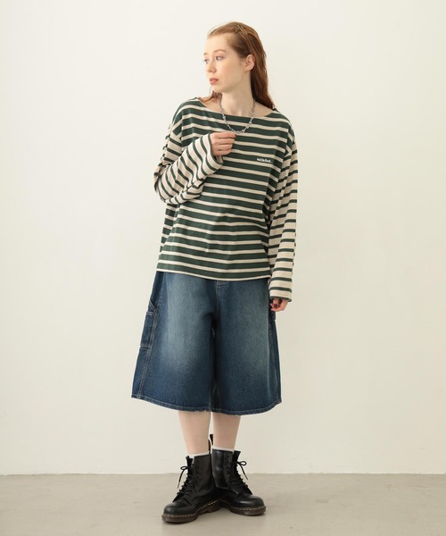 MILKFED.(ミルクフェド)の「STRIPED L/S TOP(Tシャツ/カットソー・レディース・マルチ/ブラック/グリーン・ONE SIZE)」の10枚目の写真