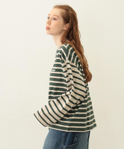 MILKFED.(ミルクフェド)の「STRIPED L/S TOP(Tシャツ/カットソー・レディース・マルチ/ブラック/グリーン・ONE SIZE)」の6枚目の写真