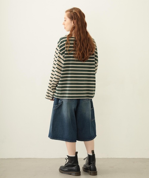 MILKFED.(ミルクフェド)の「STRIPED L/S TOP(Tシャツ/カットソー・レディース・マルチ/ブラック/グリーン・ONE SIZE)」の11枚目の写真