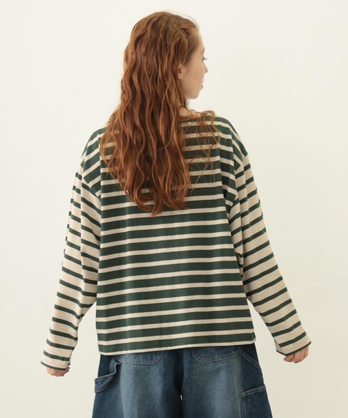 MILKFED.(ミルクフェド)の「STRIPED L/S TOP(Tシャツ/カットソー・レディース・マルチ/ブラック/グリーン・ONE SIZE)」の8枚目の写真
