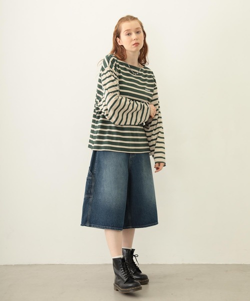 MILKFED.(ミルクフェド)の「STRIPED L/S TOP(Tシャツ/カットソー・レディース・マルチ/ブラック/グリーン・ONE SIZE)」の12枚目の写真