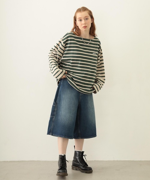 MILKFED.(ミルクフェド)の「STRIPED L/S TOP(Tシャツ/カットソー・レディース・マルチ/ブラック/グリーン・ONE SIZE)」の13枚目の写真