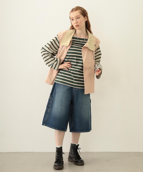 MILKFED.(ミルクフェド)の「STRIPED L/S TOP(Tシャツ/カットソー・レディース・マルチ/ブラック/グリーン・ONE SIZE)」の14枚目の写真
