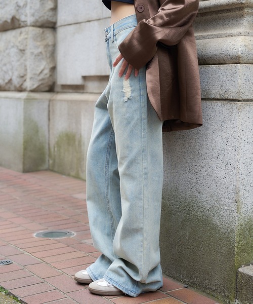 DURAS（デュラス）の「ヴィンテージ加工デニムパンツ（デニムパンツ・レディース・サックスブルー・SMALL/MEDIUM）」の2枚目の写真